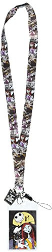 Disney Tim Burton Cordon Jack et Sally The Nightmare Before Christmas avec pendentif doux et porte-cartes Multicolore 7,6 cm