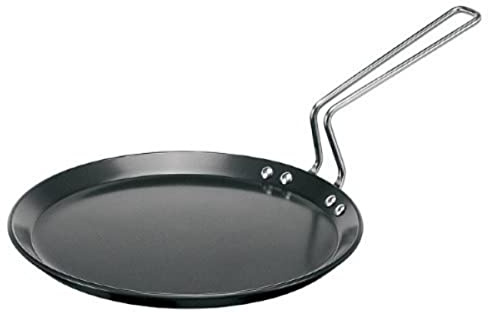 Futura Hard Anodised Flat Tava Griddle, 10-Inch, 4.88mm with Steel Handle