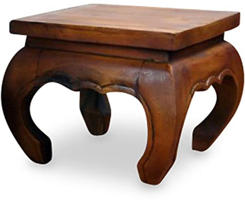 livasia Opiumtisch aus Massivholz – 30x30x24cm – Handgeschnitzter Beistelltisch Holz aus Thailand, Nachhaltig, Robust und Ästhetisch, Setzt Exotische Akzente als Kleiner Tisch (Braun)