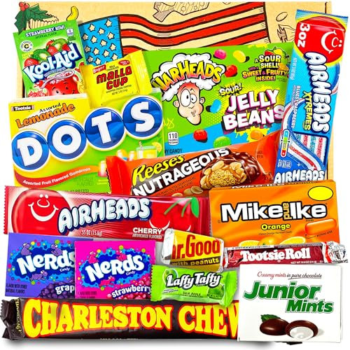 Heavenly Sweets | Amerikanische Süßigkeiten Geschenkbox | Süßigkeitenbox | USA Süßwarenkorb mit Schokolade | Gemischter Präsentkorb für Kinder und Erwachsene | Geburtstag, Jubiläum, Vatertag Auswahl