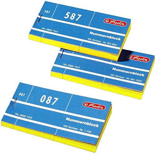 Herlitz Nummernblöcke 1-1000 Nummer 1-1000 10x100 Abrisse | Gelb (10x100 Abrisse, gelb)