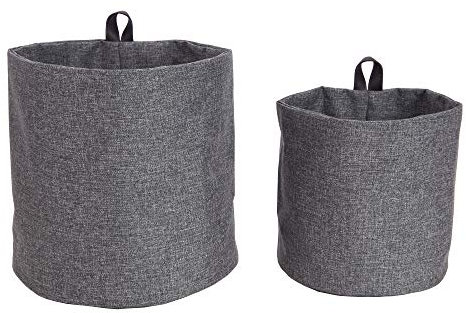 Bigso Box of Sweden Portaoggetti da appendere grande – Organizer bagno da appendere con gancio e finitura effetto lino – Cestino portaoggetti in poliestere e cartone – grigio