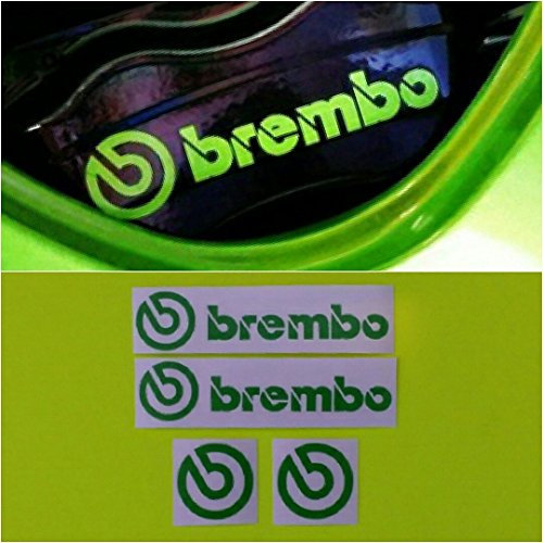 R&G Brembo - Juego de 4 adhesivos y logotipos para pinza de freno de alta temperatura, color verde