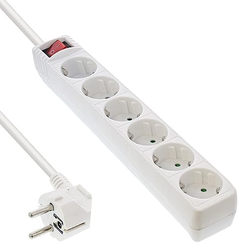 InLine 16461T Steckdosenleiste, 6-fach Schutzkontakt, mit Schalter, 1,5m, weiß