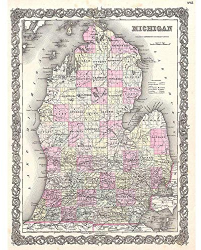 Wee Blue Coo 1855 Colton Map Michigan Vintage Art Print Poster Wall Decor Kunstdruck Poster Wand-Dekor-12X16 Zoll