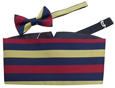 Royal Army Medical Corps Regimental Kummerbund-Set (inkl. Fliege und Einstecktuch), Marineblau, Creme, Rot, Cummerbund & Bow Set