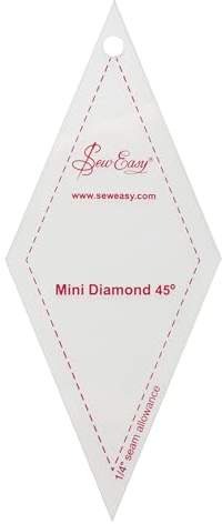 Sew Easy Mini Template – 45° Diamond Quilting & Patchwork Shapes for Applique Sewing, Transparent Acrylic Non-Slip, 3.5 x 2.5”