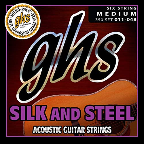 GHS Silk and Steel - 350 - Acoustic Guitar String Set, Silver-plated Copper, Medium, .011-.048