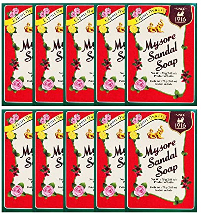 Mysore Sandelholzseife, 10er-Packung (je 75 g Stück)