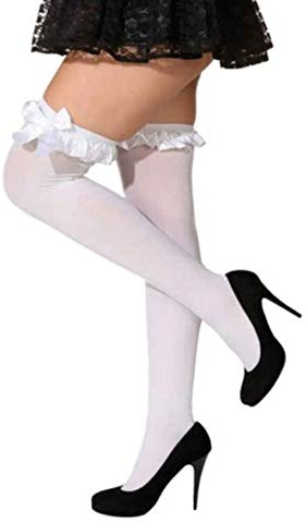 Faschingszubehör Überkniestrümpfe weiß