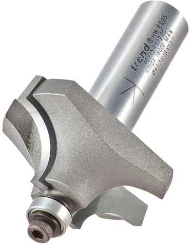 Trend Ovolo Router Cutter, 12.7mm Radius, 3.2mm Step, 1/2 Inch Shank | Tungsten Carbide Tipped Cutter With 3.2mm Step And Two Alternative Bearings For Versatile Profiling, 40/15X1/2TC
