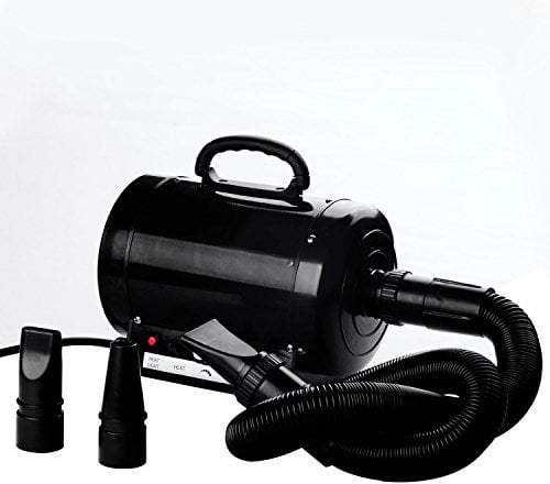 HOMCOM PawHut Séchoir Professionnel sèche-Poils toilettage pulseur sèche-Cheveux pour Chiens Chats Animaux 2800W Vitesse et température réglable 3 Buses interchangeables incluses Noir