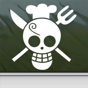 One Piece Sanji Flag White Sticker Decal Pirate Cartoon Anime White Car Window Wall Macbook Notebook Laptop Sticker Decal by faststicker