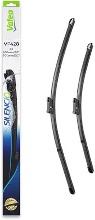 VALEO Silencio Wischer - VF428 - Leistungsstarke, hervorragende Sicht auf der Straße, einfache Montage - originale Flachblätter 650mm/500mm - Vorne - Set mit 2 Wischerblättern - 574377