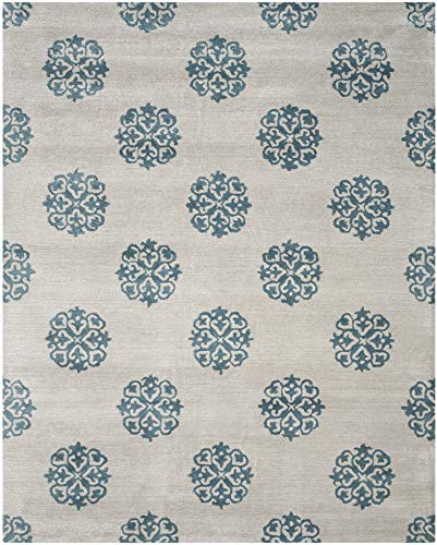 SAFAVIEH Zeitgenössische Teppich für Wohnzimmer, Esszimmer, Schlafzimmer - Soho Collection, Kurzer Flor, Silber, 61 X 91 cm