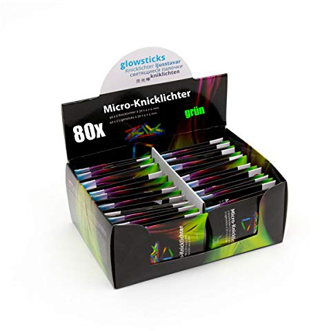 KNIXS 40er Display Mirco-/ Mini-Knicklichter inkl. Verbinder (80 Stück) einfarbig oder 6-Farb-Mix, ideal für Party/Angelsport (Bissanzeiger) / Luftballons