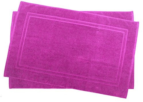 Lot de 2 tapis de bain/de douche Julie Julsen de qualité supérieure en coton 900 g/m² - Design avec bordure double, Coton, rose bonbon, 60 x 100 cm