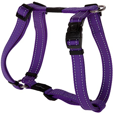 Reflective Adjustable Dog H Harness for Large Dogs; Matching Collar and Leash Available, Purple