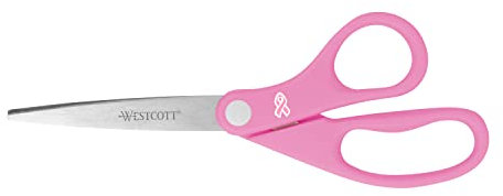 Westcott 15387 Edelstahlschere, 20,3 cm, Pink Ribbon für Büro und Zuhause