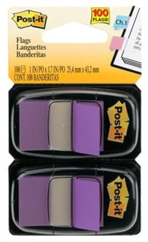 Post-it® Flaggen, Violett, 1 in breit, 50/Spender, 2/Pack