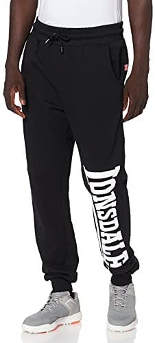 Lonsdale London Logo Large Hombre Pantalones de Deporte Negro XXL 60% algodón, 40% poliéster Suelto