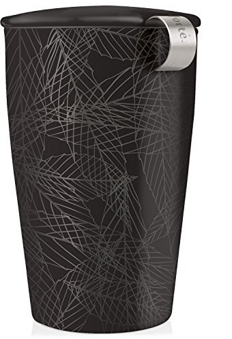 Tee Forte Kati Tasse à thé en céramique avec infuseur et couvercle pour trempage Noir
