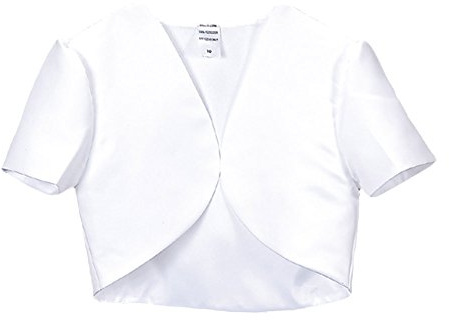 Girl's White Short Sleeve Satin Bolero Jacket - Size 12