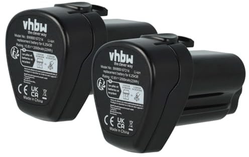 vhbw 2X Akku kompatibel mit Metabo Combo Set 2.1 10.8 V Quick Pro, Combo Set 2.2 10.8 V Quick Pro Werkzeug (2000 mAh, Li-Ion, 10,8 V)