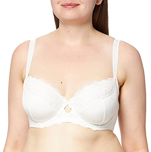 Dorina CELINE Nicht gepolsterter Bügel-BH für Damen, Floralspitze & weicher Mikrofaserstoff, verstellbare Picot-Träger, Power-Mesh-Rücken, Satinschleifendetail, Elfenbein