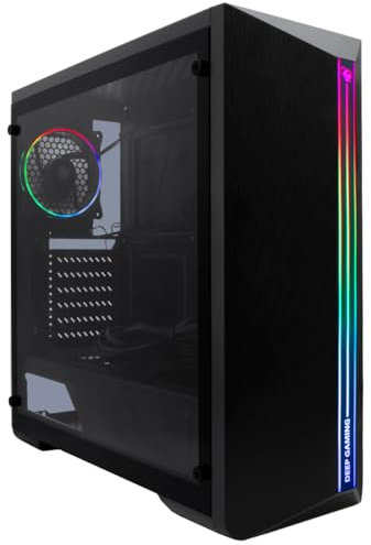 DeepGaming A200-1 Mobile PC Gaming ATX o MicroATX con alimentatore PC 650W, compatibile con PC di raffreddamento liquido, con ventola ARGB 12 cm