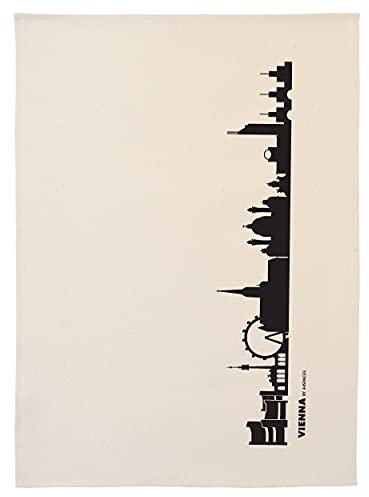 44spaces Wien Skyline Küchentücher Stadt Design schwarz, 50x70 cm Reine Baumwolle (Bio), Geschirrtücher für Wiener & Wien Fans, Geschenkidee Geburtstag Grill-Saison Garten-Fest Mitbringsel
