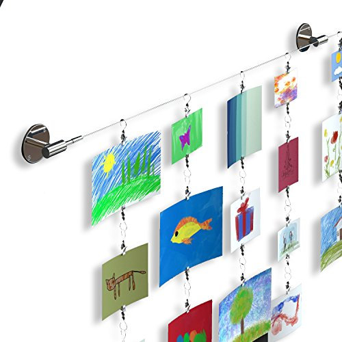 Fasthomegoods Hängende Wand Display Stahldraht Stange Set für Kinder Kunstprojekte Handwerk Organizer mit Clips