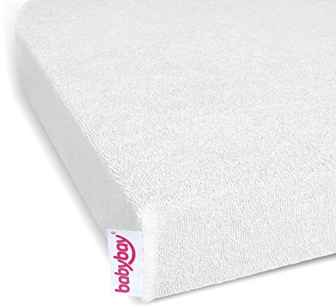 babybay Frottee Spannbetttuch mit Membran passend für die Modell Original, weiß, 81 x 42 cm (Einzelpack)