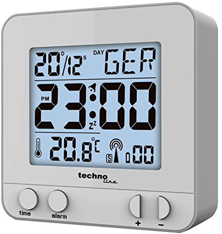 Technoline WT 235 Silber - Funkwecker mit Touchsensor, 8 x 2.5 x 8 cm