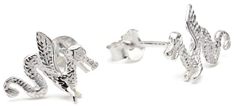 Vinani Damen Ohrstecker 925 Silber - Drachen Ohrringe aus 925 Sterling Silber für Frauen ODF