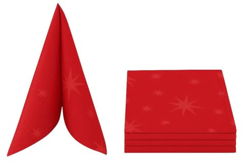 Lurex Serviette Sterne glitzer Weihnachten Christmas Rot 6er-Set 40 x 40 cm