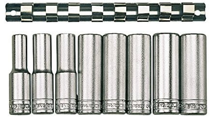 Teng M1207 9 Piece Clip Rail Socket Set M Etric-1/2in Square Drive