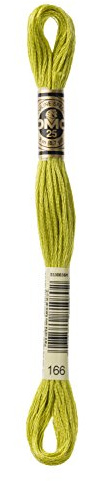 DMC 117-166 Mouline Stranded Cotton Six Strand Embroidery Floss Thread, Medium Light Moss Green, 8.7-Yard