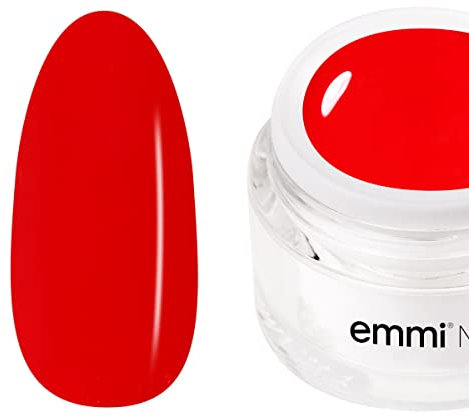 Emmi Nail rotes Farbgel: Veganes UV/LED-Gel für glänzendes Finish, hohe Deckkraft, mittelviskos, kein Verlaufen in die Nagelränder, 5 ml - Emmi Red