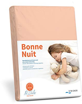 Bonne Nuit Elastan Spannbetttuch Baumwolle Stretch 220 g/m²- Steghöhe bis 40 cm Bettlaken für Boxspringbetten Wasserbetten - Größe 180x200 - 200x220 cm apricot