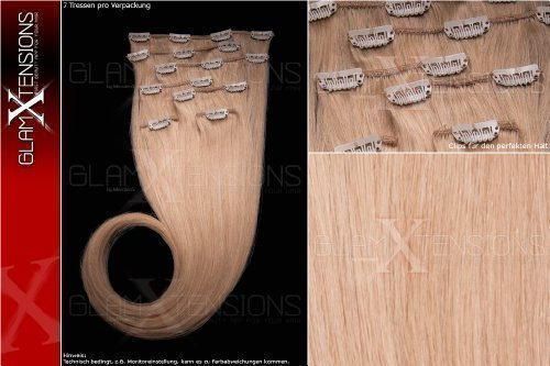 Remy Clip In Extensions Set 100% indisches Echthaar 7 teilig 100 gramm Echthaar für komplette Haarverlängerung 70 cm Clip-In Hair Extension Nr. 22 Blond