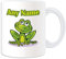 Regalo personalizado – sonriente rana/sapo taza (diseño animal tema, blanco) – cualquier nombre/mensaje en su única taza