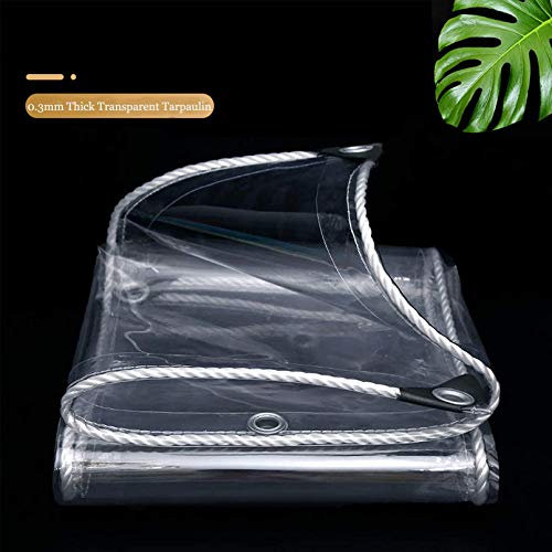 X1NGFU Schwere Beanspruchung Transparente Plane,0.3mm Abdeckplane Klarsicht-Folie Mit Ösen,100% Wasserdicht,Regendicht Markise,Sonnenschutz Tarp Vorhang,365g/m² (1.1x1.4m/3.6x4.6ft)