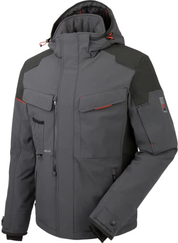 WÜRTH MODYF Winter Softshelljacke One – hochwertige Arbeitsjacke für kalte Arbeitstage in den Größen XS - 4XL – wasserabweisend (8.000 mm WS) mit abnehmbarer Kapuze – in grau