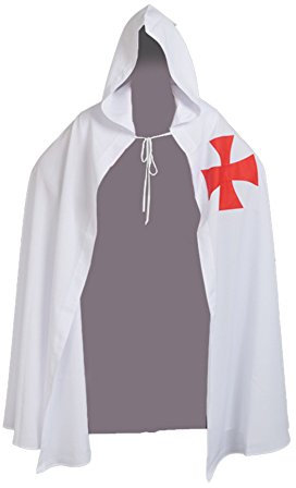 BLESSUME Ritter Kostüm Hospitaller Karneval LARP Weiß Cloak mit Kreuz (Weiß 1)