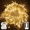 echosari String Lights Battery Powered, 10M 100 LED Warm White Outdoor Fairy String Lights with Remote Dimmable Timer 8 Modes for Wedding Party Garden Decoration