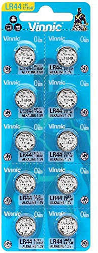 Vinnic - Pile alcaline a bottone L1154F / LR44 / AG13, 1,5 V (Confezione da 10)