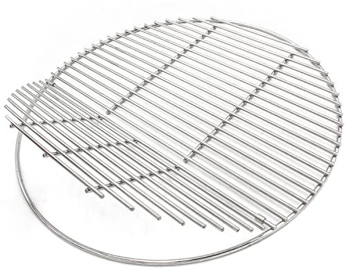 Hongso BGE18 (Aftermarket) Stainless Steel Round Grid Hinged Cooking Grate Replacement for Large Big Green Egg Kamado Joe Classic Char-Griller Barbecue Ceramic Grill and Smoker, 18 1/2 Inches