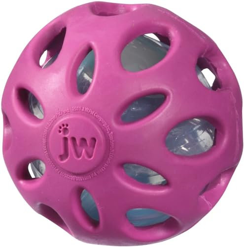 JW Jouet Crackle Ball Large De, Balle en Caoutchouc avec Un Cœur en Bouteille Plastique pour Les Chiens pour Chien Taille L