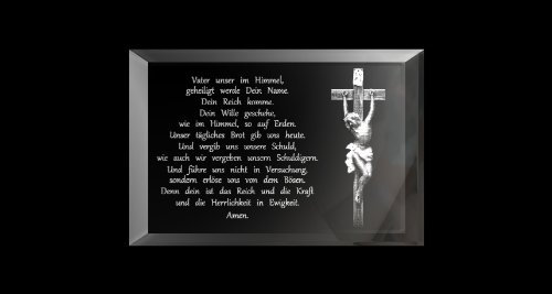 VIP-LASER 3D Glaskristall XL Vater Unser mit Jesus am Kreuz in 3D graviert - das tolle Geschenk für jeden Christen!